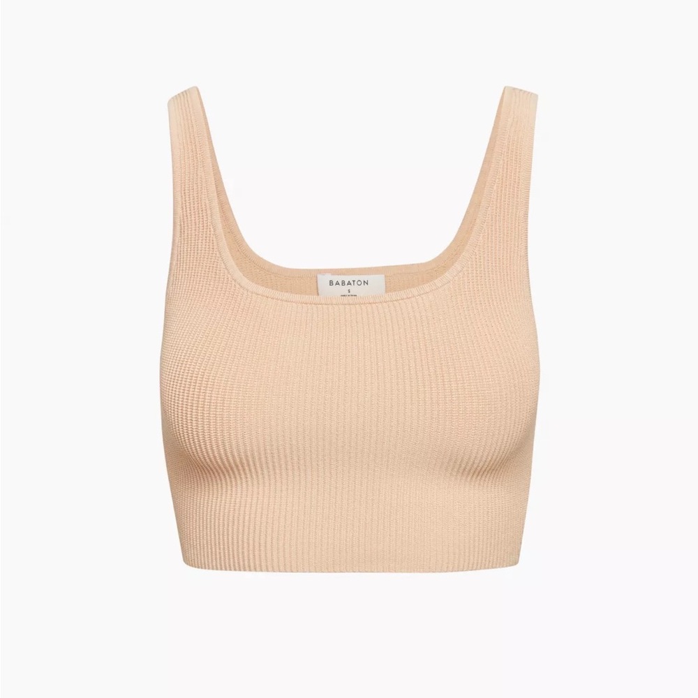 NWT Babaton Crop Sculpt Knit Tank in Flax Beige, Size M
